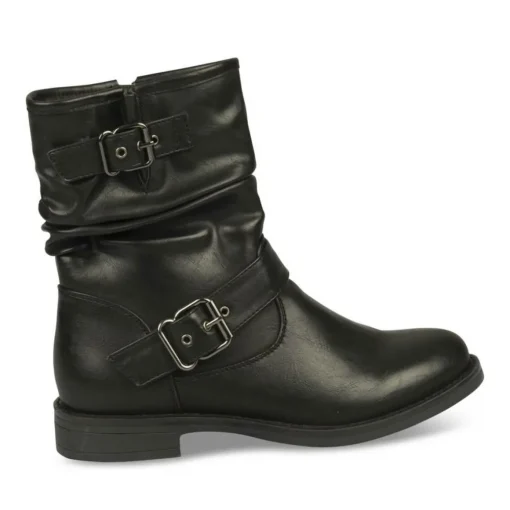 Bottines Plissé NOIR Femme Fermeture éclair