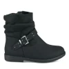 Bottines Plissé NOIR Femme Motif Uni Fermeture éclair