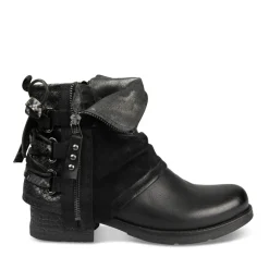 Bottines Plissé NOIR Femme Motif Animal Fermeture éclair