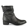 Bottines Plissé NOIR Femme CUIR Motif Uni Fermeture éclair