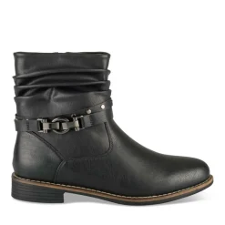 Bottines Plissé NOIR Femme Motif Clouté Fermeture éclair