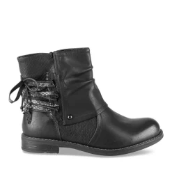 Bottines Plissé NOIR Femme Motif Animal A Enfiler