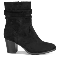 Bottines Plissé NOIR Femme Motif Uni Fermeture éclair