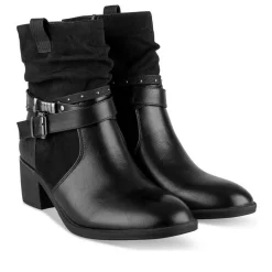 Bottines Plissé NOIR Femme Motif Animal Fermeture éclair