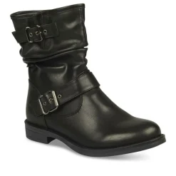Bottines Plissé NOIR Femme Fermeture éclair