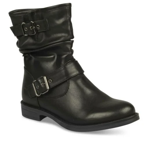 Bottines Plissé NOIR Femme Fermeture éclair