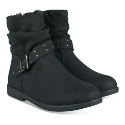 Bottines Plissé NOIR Femme Motif Uni Fermeture éclair