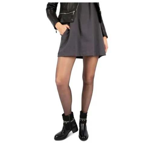 Bottines Plissé NOIR Femme Motif Uni Fermeture éclair
