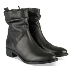 Bottines Plissé NOIR Femme CUIR Motif Uni Fermeture éclair