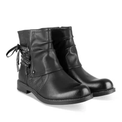Bottines Plissé NOIR Femme Motif Animal A Enfiler