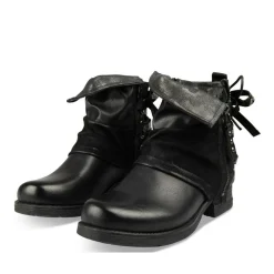 Bottines Plissé NOIR Femme Motif Animal Fermeture éclair