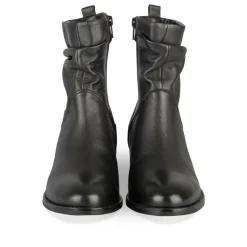 Bottines Plissé NOIR Femme CUIR Motif Uni Fermeture éclair