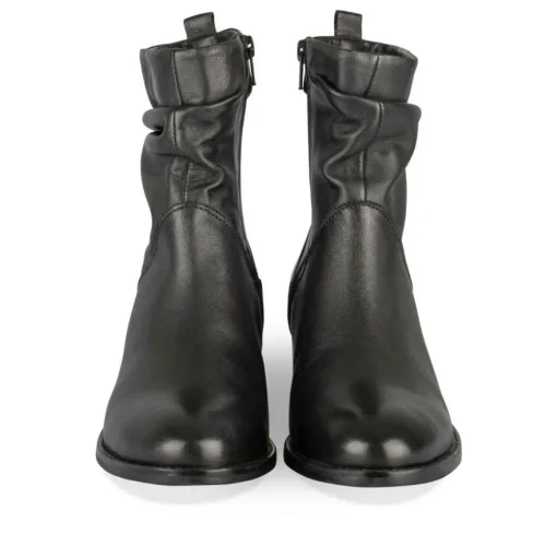 Bottines Plissé NOIR Femme CUIR Motif Uni Fermeture éclair
