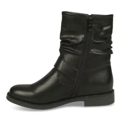 Bottines Plissé NOIR Femme Fermeture éclair