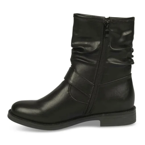 Bottines Plissé NOIR Femme Fermeture éclair