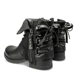 Bottines Plissé NOIR Femme Motif Animal Fermeture éclair