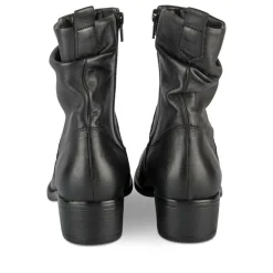 Bottines Plissé NOIR Femme CUIR Motif Uni Fermeture éclair