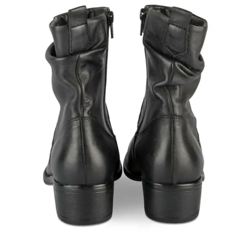 Bottines Plissé NOIR Femme CUIR Motif Uni Fermeture éclair