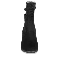 Bottines Plissé NOIR Femme Motif Uni Fermeture éclair
