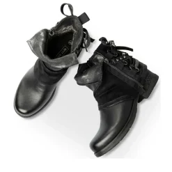 Bottines Plissé NOIR Femme Motif Animal Fermeture éclair
