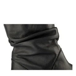 Bottines Plissé NOIR Femme CUIR Motif Uni Fermeture éclair