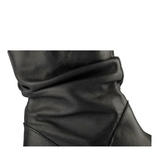 Bottines Plissé NOIR Femme CUIR Motif Uni Fermeture éclair