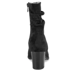 Bottines Plissé NOIR Femme Motif Uni Fermeture éclair