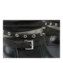 Bottines Plissé NOIR Femme Motif Uni Fermeture éclair