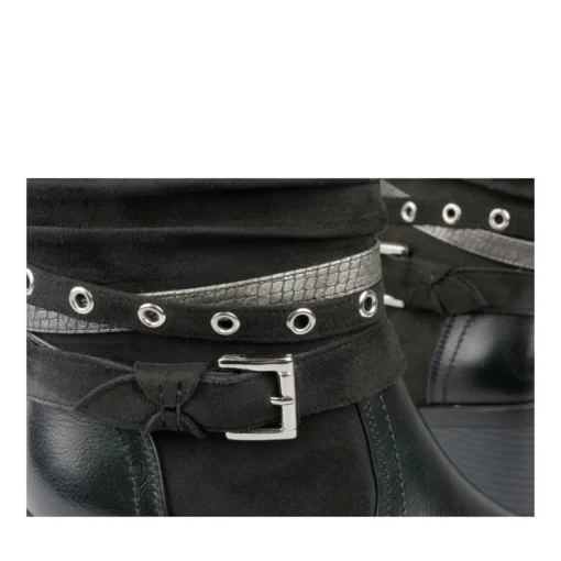 Bottines Plissé NOIR Femme Motif Uni Fermeture éclair