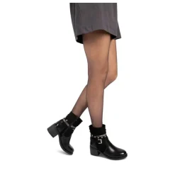 Bottines Plissé NOIR Femme Motif Uni Fermeture éclair