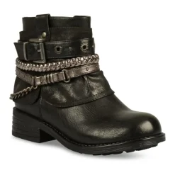 Bottines Plissé NOIR Fille Fermeture éclair