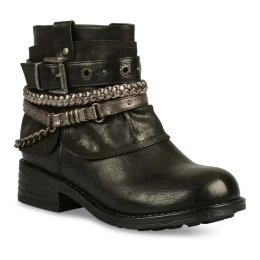 Bottines Plissé NOIR Fille Fermeture éclair