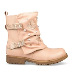 Bottines Plissé ROSE Fille Motif Uni Fermeture éclair