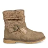 Bottines Plissé TAUPE Fille Motif Uni Fermeture éclair