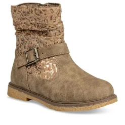 Bottines Plissé TAUPE Fille Motif Uni Fermeture éclair