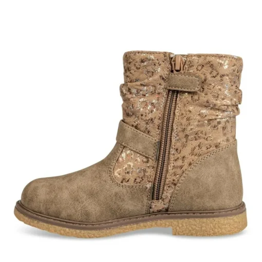 Bottines Plissé TAUPE Fille Motif Uni Fermeture éclair