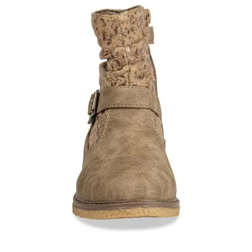 Bottines Plissé TAUPE Fille Motif Uni Fermeture éclair