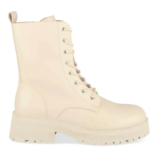 Bottines Rangers BEIGE Femme Motif Uni Lacets