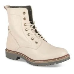 Bottines Rangers BEIGE Femme CUIR Motif Uni Lacets