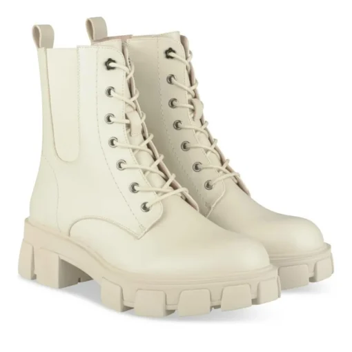 Bottines Rangers BEIGE Fille Motif Uni Lacets