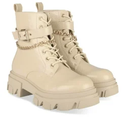 Bottines Rangers BEIGE Fille Motif Chaîne Lacets