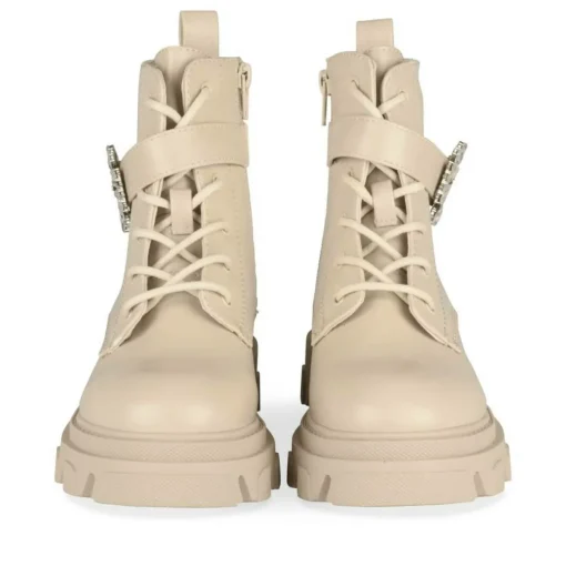 Bottines Rangers BEIGE Fille Motif Paillettes Lacets