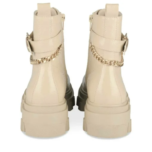 Bottines Rangers BEIGE Fille Motif Chaîne Lacets
