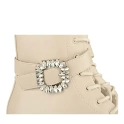 Bottines Rangers BEIGE Fille Motif Paillettes Lacets