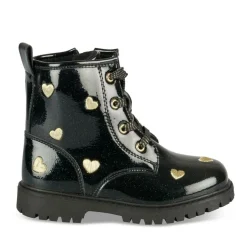 Bottines Rangers BLEU Fille Motif Coeurs Lacets