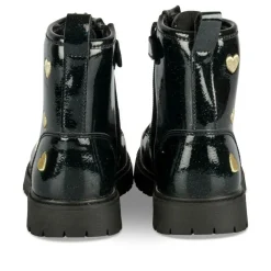 Bottines Rangers BLEU Fille Motif Coeurs Lacets