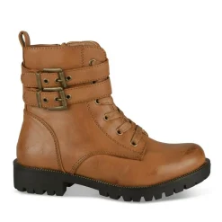 Bottines Rangers COGNAC Fille Motif Chaîne Lacets