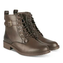 Bottines Rangers COGNAC Femme Motif Animal Lacets