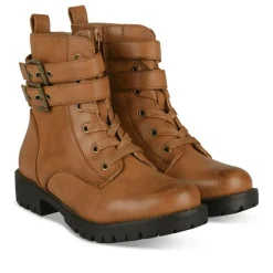 Bottines Rangers COGNAC Fille Motif Chaîne Lacets