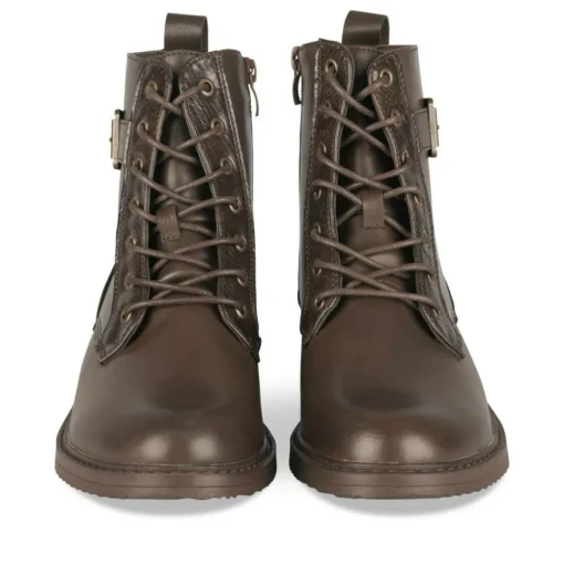Bottines Rangers COGNAC Femme Motif Animal Lacets